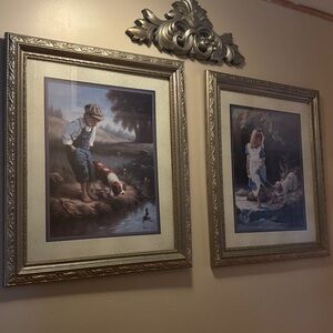 Home Interiors Art Set with Gold and Brown Frames